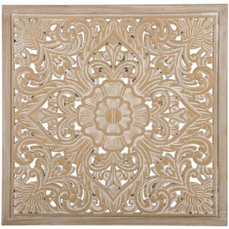 Beliani Beliani - Decoraci&oacute;n De Pared De Madera Clara 60 X 60 Cm Cuadrado Oriental Yonora