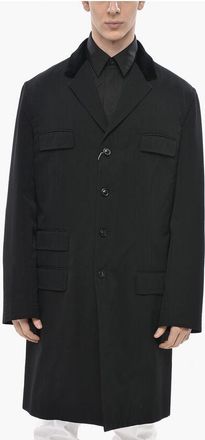 Maison Margiela MM0 Wool-Blend Coat with Flap Pockets and Velour Collar size 44