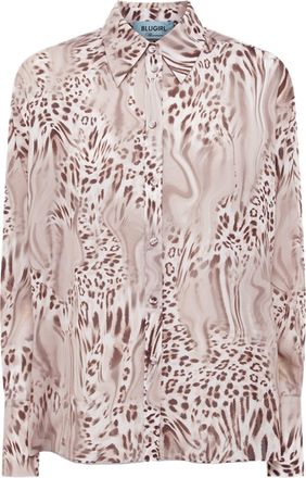 Blugirl Stretch Silk Blouse With Modern Animal Print And High Cuffs