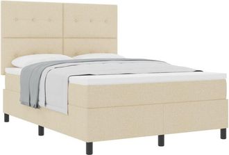 vidaXL Box Spring Bed with Mattress Cream 140 x 200 cm Fabric vidaXL