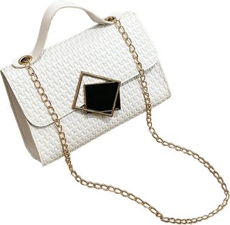 Generic Stylish Womens Faux Leather Strap Crossbody Phone Purse with Secure Buckle Closure for Daily (White, One Size)