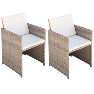 vidaXL Vidaxl - Sillas De Jard&iacute;n Con Cojines 2 Unidades Rat&aacute;n Sint&eacute;tico Beige