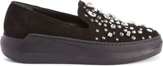 Giuseppe Zanotti Afelia crystal-embellished loafers - women - Suede - 35.5 - Black