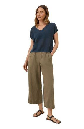 Pact Canopy Linen Pleated Trouser Made with Organic Cotton in Khaki Green at Nordstrom, Size Xx-Large
