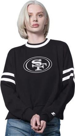 Starter Womens Starter Black San Francisco 49ers Rally Drop Shoulder Cropped Sweatshirt at Nordstrom, Size Xx-Large