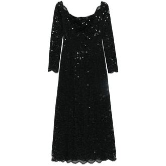 Paco Rabanne Lace Sequin Off-Shoulder Dress