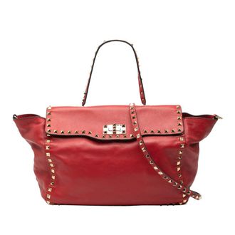 Valentino Pre-owned Valentino Medium Leather Rockstud Trapeze Flap Satchel Ladies EWGIBZ3Z7O5R8XHL