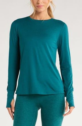 Zella Liana Restore Soft Lite Long Sleeve T-Shirt in Teal Atlantic at Nordstrom Rack, Size Small