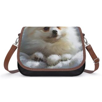 Generic White Pomeranian Crossbody Bags for Women Shoulder Messenger Bag Purse Handbags