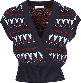 Paco Rabanne Cropped Geometric Virgin Wool-Blend Cardigan