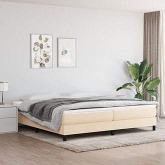 vidaXL Cama Box Spring Con Colch&oacute;n Tela Color Crema 200x200 Cm Vidaxl