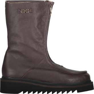 Ferragamo Stijlvolle leren enkellaarzen met ritsen - Dames - Enkellaarsjes - Bruin - 36 EU - Leer - Schoenen