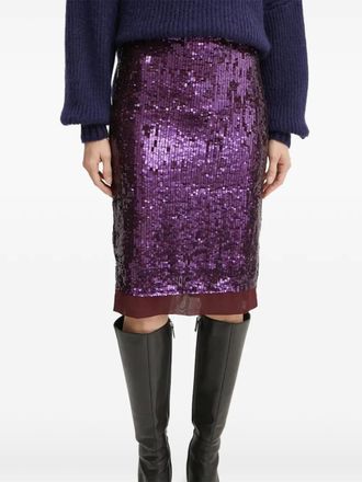 Pinko sequin-embellished midi skirt - women - Polyester/Sequin - 40 - Purple