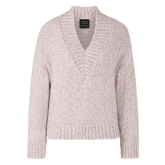 Marc Cain Glinsterende Glitter Gebreide Trui - Dames - V-hals truien - Paars - M - Truien & Vesten