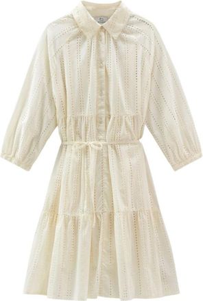 Woolrich Katoenen Overhemdjurk - Dames - Shirt Kleedjes - Wit - L - Katoen - Kleedjes