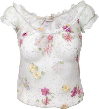 Roberto Cavalli Sheer Floral Top - 90s