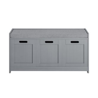 SoBuy Scarpiera Da Ingresso Con Cassetto E 2 Armadietti Cassapanca Camera Da Letto Carico Massimo120 Kg 90x45x35cm Grigio Fsr80-sg - Sobuy