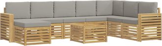 vidaXL Set Di Divani Da Esterno 9 Pz Bianco E Grigio Chiaro Poliestere Vidaxl