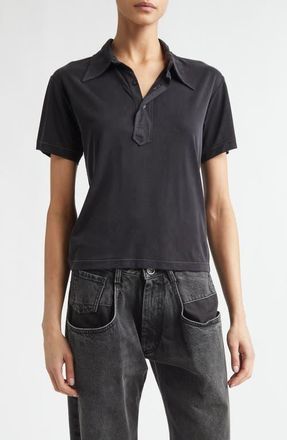 Maison Margiela Contrast Stitch Polo in Black at Nordstrom, Size Medium