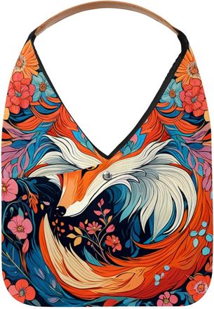 Generic Color Drawing Fox Reusable Lightweight Grocery Bags - Foldable Into Compact Pouch, Washable & Sturdy, Multipurpose for Shopping and Travel