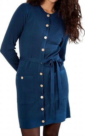 Apricot Gold Button Rib Mini Dress In Teal