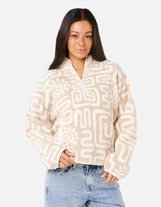 Rip Curl Womens Rip Curl Womens Sunset Luau Polar Patterned Half Zip Fleece - Cream - Size: 18/16