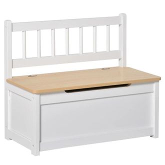 HOMCOM 2 In 1 Wooden Toy Box - Seat Storage Bench - White | TJ Hughes