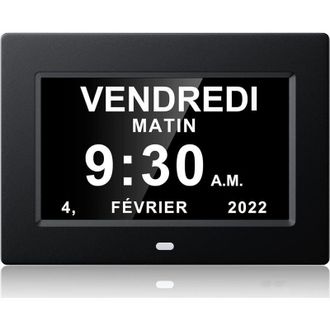 OEM Reloj Digital One Piece De 7 Pulgadas Con Calendario, Fecha Y Hora, Reloj Para Padres Con Alzheimer, Recordatorio De Medicamentos - Negro - 20414324mm