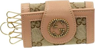 Gucci Pre-owned Accessories, female, Pink, Size: ONE SIZE Pre-owned Canvas Calf 6 Key Case