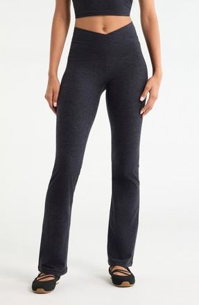 Zella Renew Crossover Boot Cut Leggings in Black Melange at Nordstrom, Size X-Large