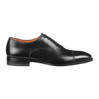 Santoni Elegante Oxford Veterschoenen - Heren - Nette schoenen - Zwart - 44 EU - Leer - Schoenen