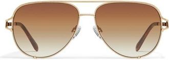 Quay Key Twist 60mm Gradient Aviator Sunglasses in Brushed Gold/Sepia at Nordstrom