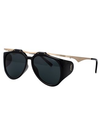Saint Laurent Womens Sunglasses Slm137 Amelia Black Metal Black-Gold-Black Black/gold/black