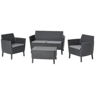 Keter Set da giardino salemo lounge con 2 poltrone, divano a 2 posti e tavolino, colore grafite Keter