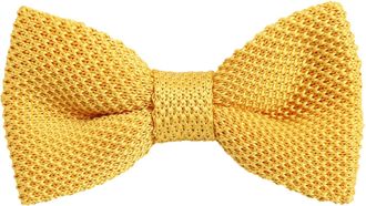 Alizeal Mens Solid Color Knitted Bow Tie Vintage Casual Handmade Bow Ties, Yellow