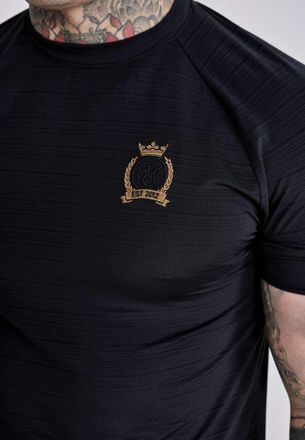 Siksilk T-Shirt SIKSILK Siksilk T-Shirt Crest Tech T-Shirt, Herren, Gr. XL, schwarz, Obermaterial: 87% Polyester PES. 13% Elasthan EL., Shirts T-Shirt