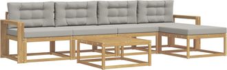vidaXL Conjunto De Sof&aacute;s De Exterior 6 Uds. Blanco Y Gris Claro Vidaxl
