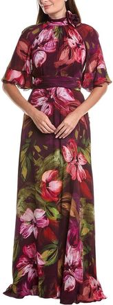 Teri Jon by Rickie Freeman Teri Jon By Rickie Freeman Chiffon Floral Flutter Sleeve Maxi Gown