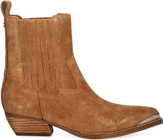 Guess Co pointed toe detail boots - women - Calf Suede/Calf Leather/Rubber - 36 - Brown