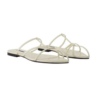 Jil Sander Womens Leather Strappy Sandal White Goatskin