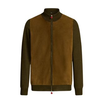 Kiton Cashmere en zijden jas met contrasterende details - Heren - Zomerjassen - Bruin - L - Jassen