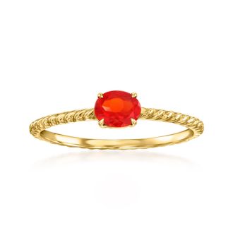RS Pure by Ross-Simons Fire Opal Ring in 14kt Yellow Gold