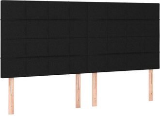 vidaXL Cabecero con luces LED tela negro 160x5x118/128 cm vidaXL