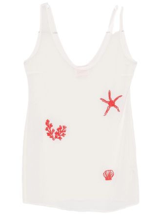 MC2 Saint Barth White Scoop Neck Marine Motifs Top