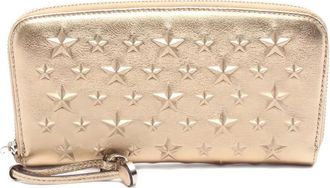 Jimmy Choo London 2010s Filipa star-studded zipper wallet - women - Calf Leather - One Size - Gold