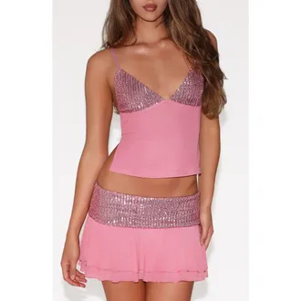 Tiger Mist Syla Sequin Cami in Rose at Nordstrom, Size Xx-Small
