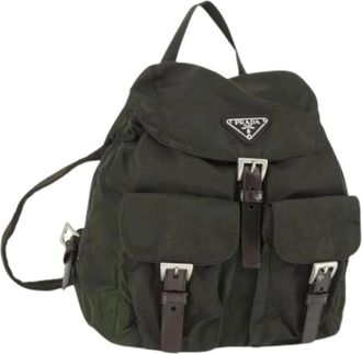 Prada Pre-owned Nylon Rugzak - Dames - Vintage Rugzakken - Groen - ONE Size - Nylon - Vintage