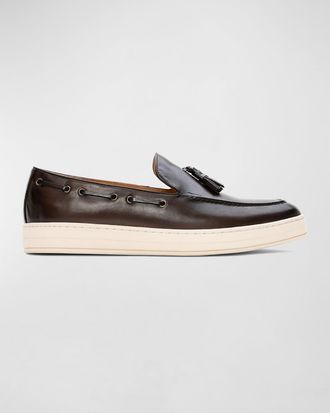 Ike Behar Mens Success Leather Tassel Loafers