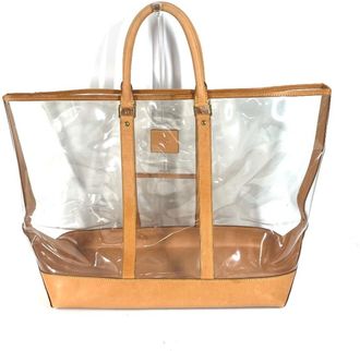 Louis Vuitton Beige Clear Vinyl Leather Shoulder Bag Tote Bag (Pre-Owned)