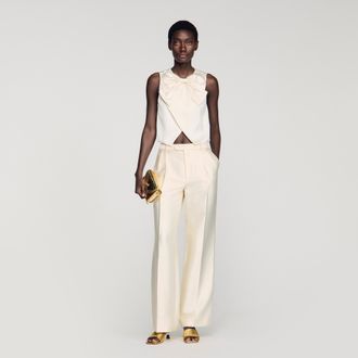 Sandro Satin bow crop top